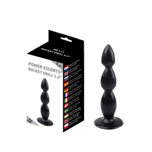 Power Escorts Rocket drill 5,2 inch / 13 cm Giętki korek analny, Czarny TPE