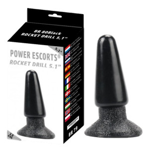 Power Escorts Rocket drill 4,5 inch / 11,5 cm Szeroki korek analny, Czarny PVC