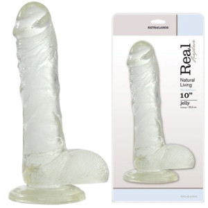 Toyz4Lovers REAL RAPTURE CLEAR 10" Grube dildo z jądrami i żyłami, Przezroczyste