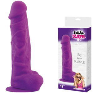 Toyz4Loversreal safe big arm Realistyczne żylaste dildo z jądrami, Fioletowe Silikonowe