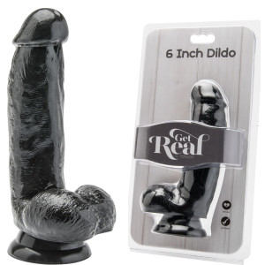 ToyJoy Get Real 15 cm Realistyczne dildo czarne z przyssawką i jądrami