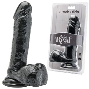 ToyJoy Get Real 18 cm Realistyczne dildo czarne z przyssawką i jądrami