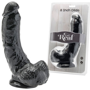 ToyJoy Get Real 21 cm Realistyczne dildo czarne z przyssawką i jądrami