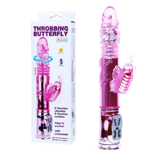 Baile Throbbing Butterfly Wibrator Rotacyjny z Króliczkiem Różowy