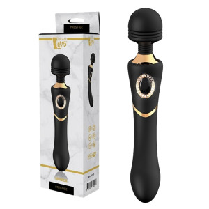 PRESTIGE MONICA - Designerski złoto-czarny masażer Wand na USB, Silikonowy
