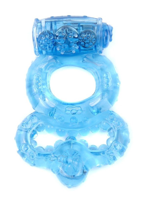 Boss Series Vibrating CockRing Blue - Wibrujący pierścień erekcyjny na penisa