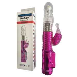 Power Escorts Ricky Wibrator z Króliczkiem i funkcją rotacji, 36 funkcji, Różowy