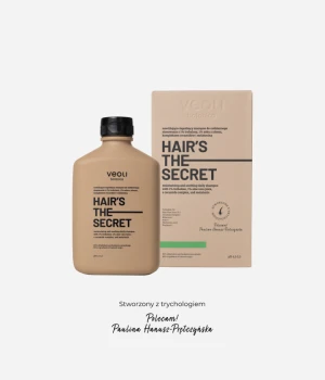 Nawilżająco-łagodzący szampon do codziennego stosowania z 1% trehalozy, 1% soku z aloesu, kompleksem ceramidów i melatoniną HAIR'S THE SECRET