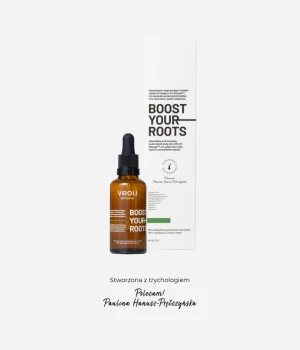 Stymulująco-rozgrzewająca wcierka wodna do skalpu z 3% Baicapil™, 2% komórek macierzystych jabłka i 2% ekstraktu z palmy sabałowej BOOST YOUR ROOTS