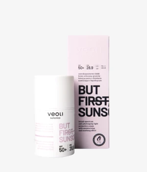 Szerokopasmowy lekki krem ochronny przeciw fotostarzeniu o działaniu nawilżająco-łagodzącym SPF 50+, UVA, UVB, PA++++, HEV/IR BUT FIRST, SUNSCREEN