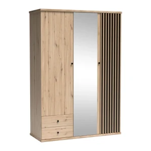 Szafa duża z lustrem Norvian 150 cm Dąb Artisan + Czarny