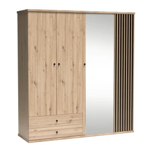 Szafa duża z lustrem Norvian 200 cm Dąb Artisan + Czarny