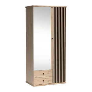 Szafa z lustrem Norvian 100 cm Dąb Artisan + Czarny