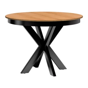 Stół Lorensa 110-150 cm Dąb Karmel + Czarne nogi