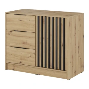 Komoda Bella 2K dąb artisan + czarne lamele