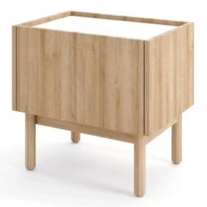 Stolik nocny Onyx 50 cm Dąb Riviera + Marmur Bianco