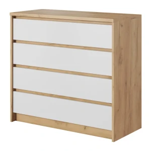Komoda Aden 93 cm Dąb Kraft Złoty + Biały