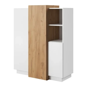 Komoda Abi 110 cm trzydrzwiowa Biały + Dąb Kraft Złoty