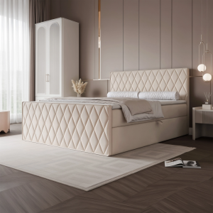 Eleganckie łóżko kontynentalne Orin Grand Premium z pojemnikiem na pościel
