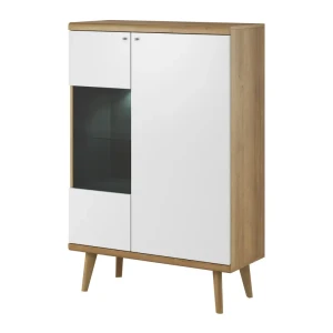Witryna Optimo 90 cm Dąb Riviera + Biały