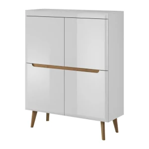 Komoda wysoka Solis 107 cm Biała + dąb riviera