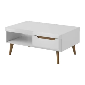 Stolik kawowy Solis 107 cm Biały + dąb riviera