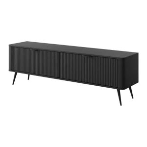 Szafka RTV Verona Czarna, ryflowana 163 cm