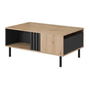 Stolik kawowy Ligno do salonu LAMELE Dąb artisan + czarny antracyt