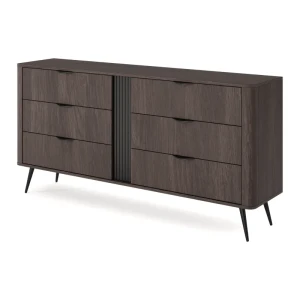 Komoda Nori 6 szuflad 164 cm Dąb dunin + czarne nogi