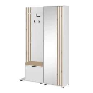 Garderoba Bella 131 cm z lustrem biała