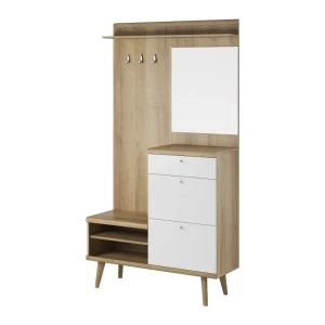 Garderoba z lustrem Optimo 110 cm Dąb Riviera + Biały