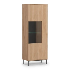Witryna Amber 190 cm Dąb hikora + czarny stelaż