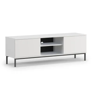 Szafka RTV Amber 150 cm Biała + czarny stelaż