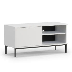 Szafka RTV Amber 101 cm Biała + czarny stelaż