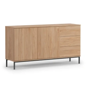Komoda Amber 150 cm Dąb hikora + czarny stelaż