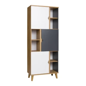Regał Nuvio 80 cm Dąb złoty + biały + grafit