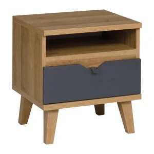 Stolik nocny Nuvio 45 cm Dąb złoty + biały + grafit