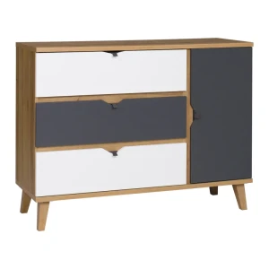 Komoda Nuvio 120 cm Dąb złoty + biały + grafit