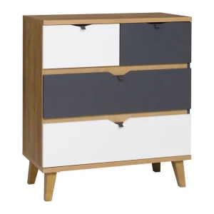 Komoda Nuvio 81 cm Dąb złoty + biały + grafit