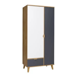 Szafa 2D Nuvio 90 cm Dąb złoty + biały + grafit