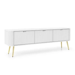 Szafka RTV Nole 168 cm biała + złote nóżki