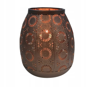 Lampion świecznik Vintage Złoty Metalowy Rzeźbiony