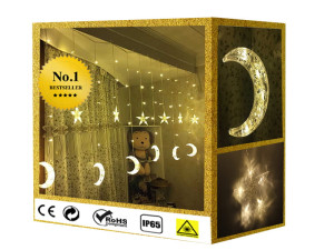 Piękna Kurtyna Lampki Choinkowe Księżyce Premium