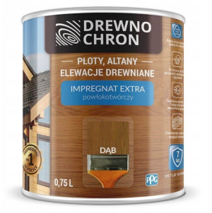 Zestaw Impregnat Extra Powłokotwórczy Dąb 0,75L Drewnochron + Pędzel Włoski 70 mm GRATIS