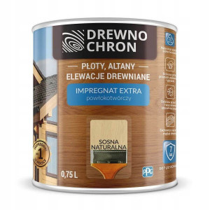 Zestaw Impregnat Extra Powłokotwórczy Sosna Naturalna 0,75L Drewnochron + Pędzel Włoski 70 mm GRATIS