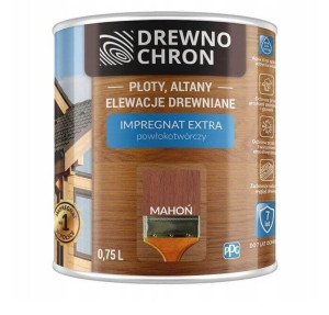 Zestaw Impregnat Extra Powłokotwórczy Mahoń 0,75L Drewnochron + Pędzel Włoski 70 mm GRATIS