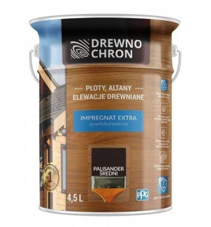 Zestaw Impregnat Extra Powłokotwórczy Palisander Średni 4,5L Drewnochron + Pędzel Włoski 70 mm GRATIS