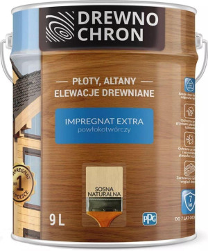 Zestaw Impregnat Extra Powłokotwórczy Sosna Naturalna 9L Drewnochron + Pędzel Włoski 70 mm GRATIS