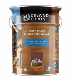 Zestaw Impregnat Extra Powłokotwórczy Wiśnia Japońska 4,5L Drewnochron + Pędzel Włoski 70 mm GRATIS