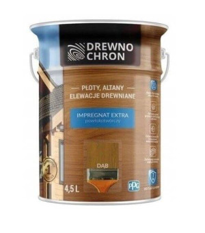 Zestaw Impregnat Extra Powłokotwórczy Dąb 4,5L Drewnochron + Pędzel Włoski 70 mm GRATIS